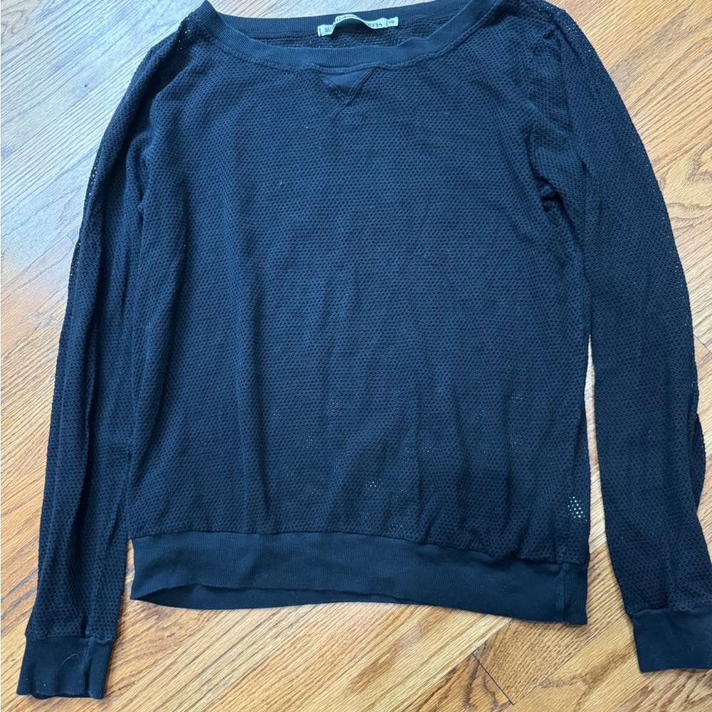 Michael Stars Black Long Sleeve Mesh Pullover